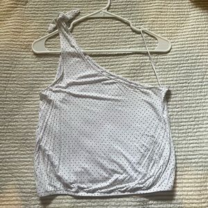 White Pocka Dotted One Sleeve Blouse